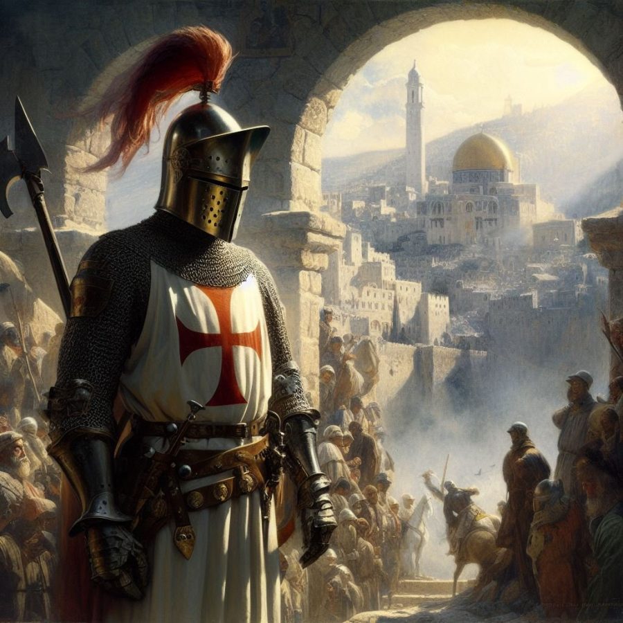 templier à Jérusalem illustrant la guerre juste