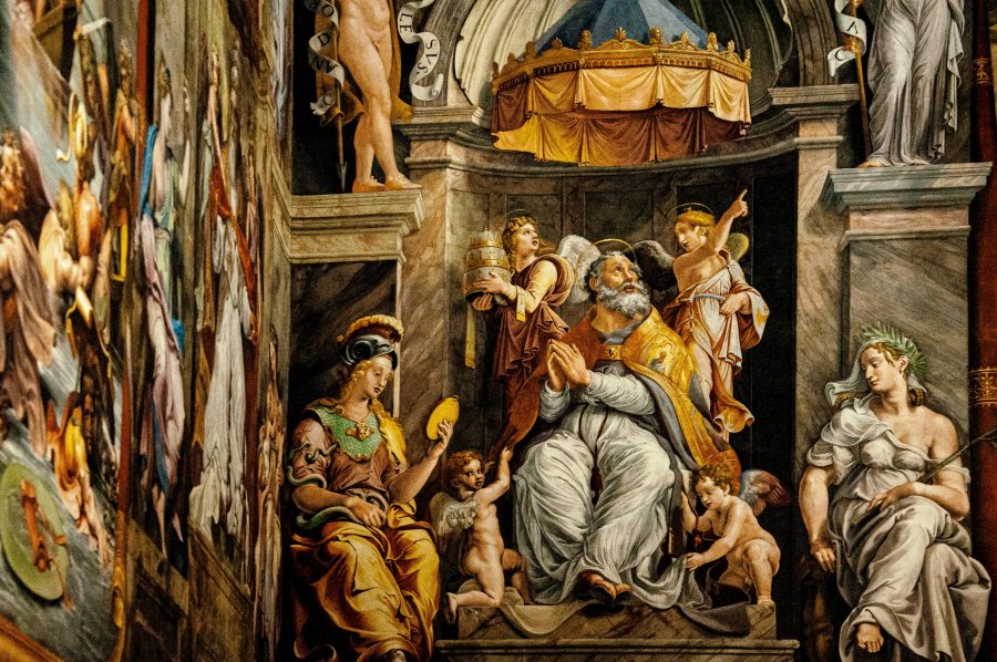 image avec Pierre en tant que premier pape, illustrant le pouvoir de l'Eglise d'accorder des indulgences